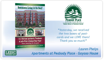Peabody Place - Gayoso House Postcard Testimonial
